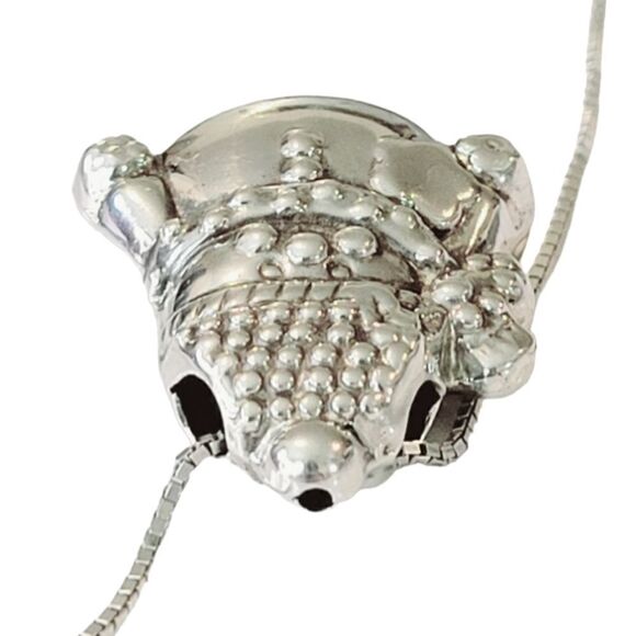 Vintage Sterling Silver Puffy Double Sided Snowman Necklace 18" - Picture 4 of 6